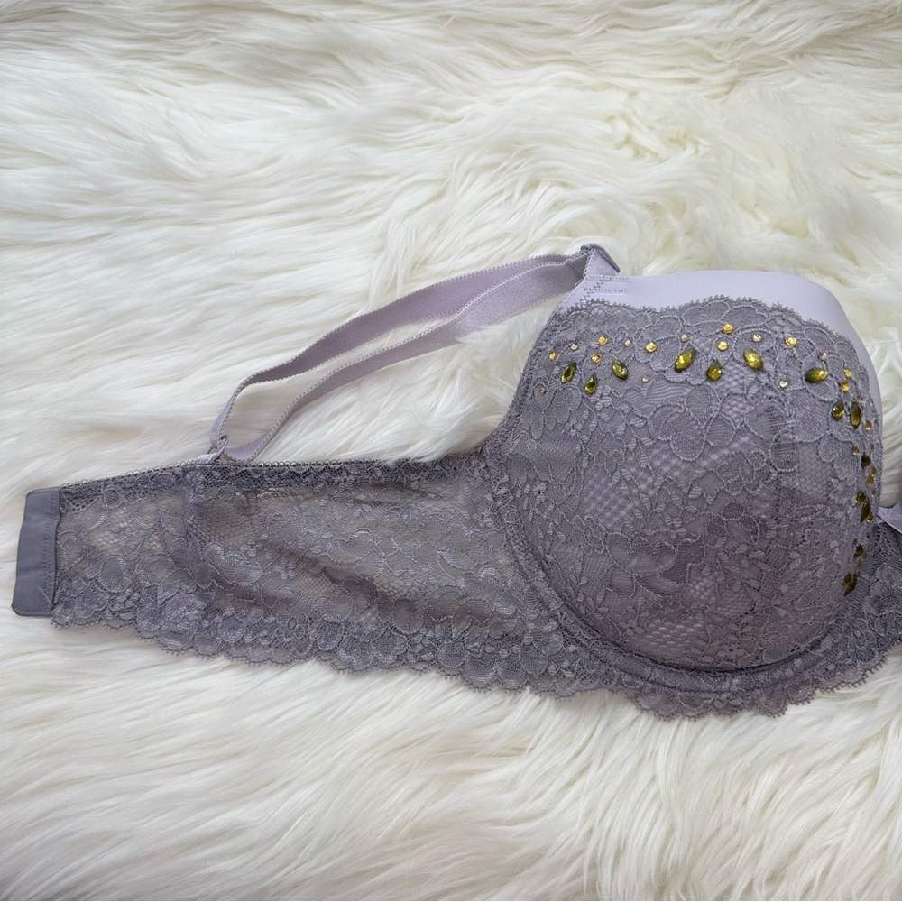 Dream Angels Demi Bra | Lace Embellished Bra in Gray & Lavender 🩶 - Picture 6 of 12